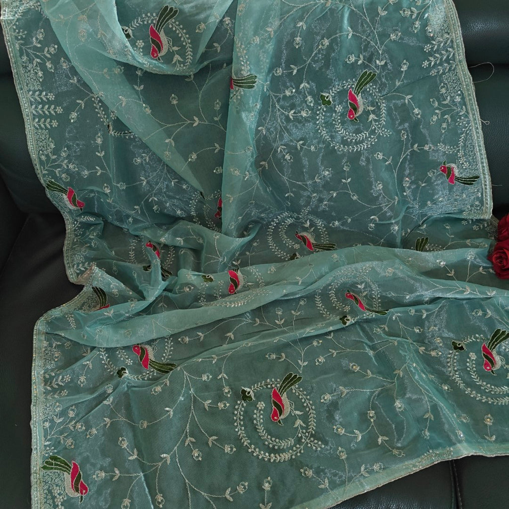 Teal color dupatta
