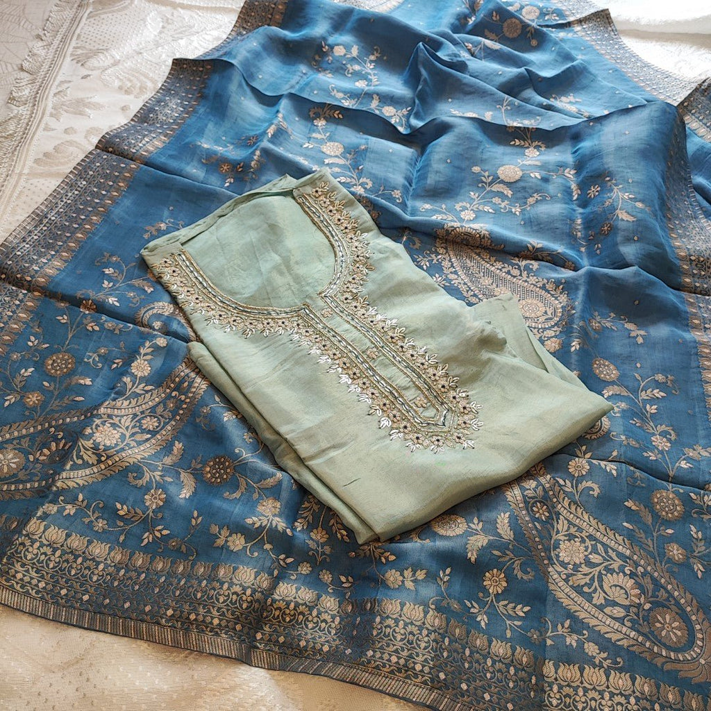 Kanjivaram silk salwar kameez set - Neel Creations By Saanvi