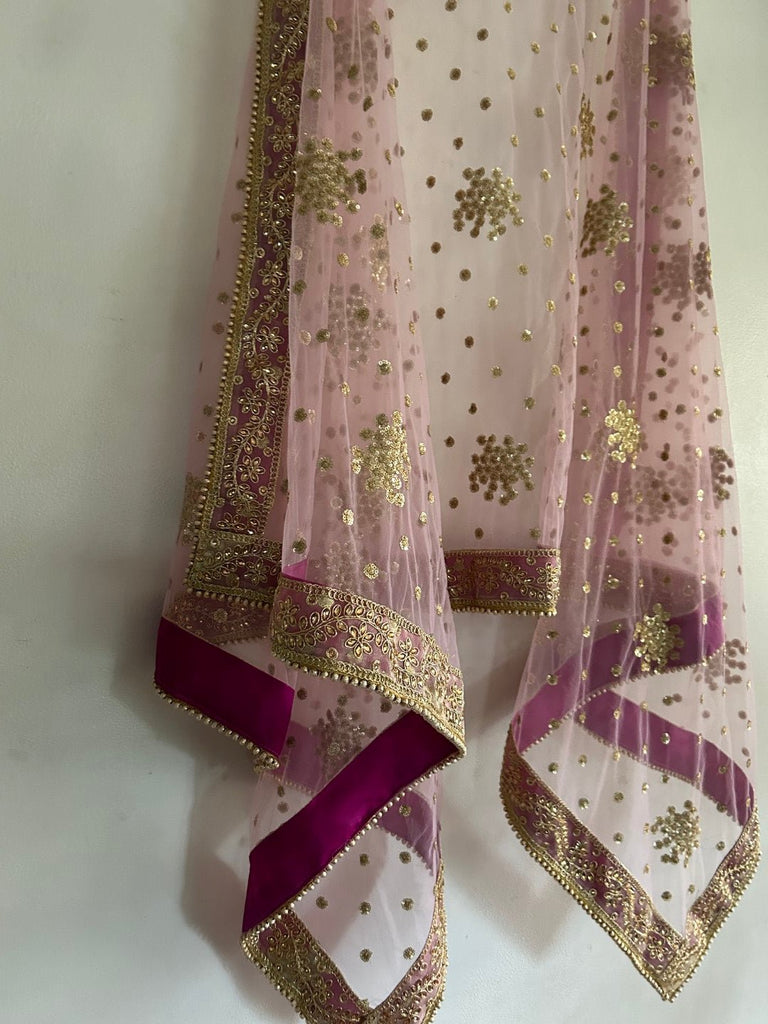 Pink Bridal Dupatta - Neel Creations By Saanvi