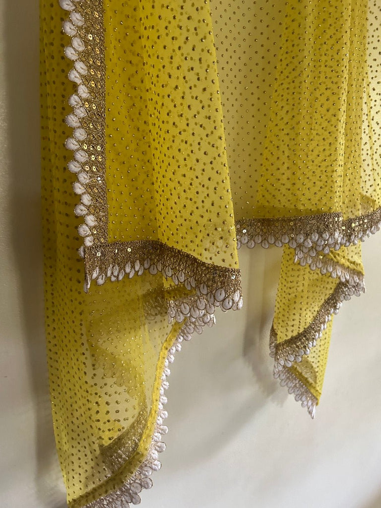 Yellow Dupatta - Fancy designer dupattas. - Neel Creations By Saanvi