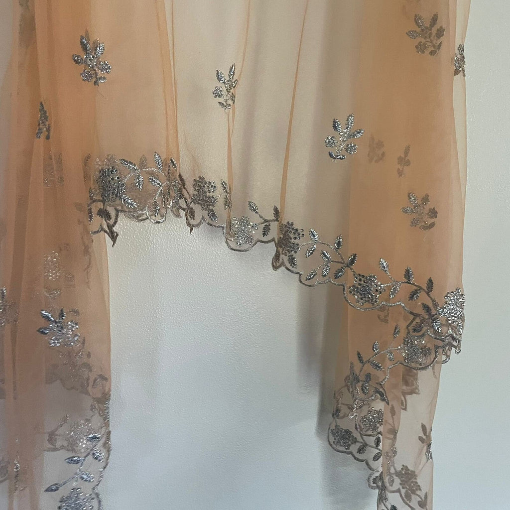 Peach net dupatta
