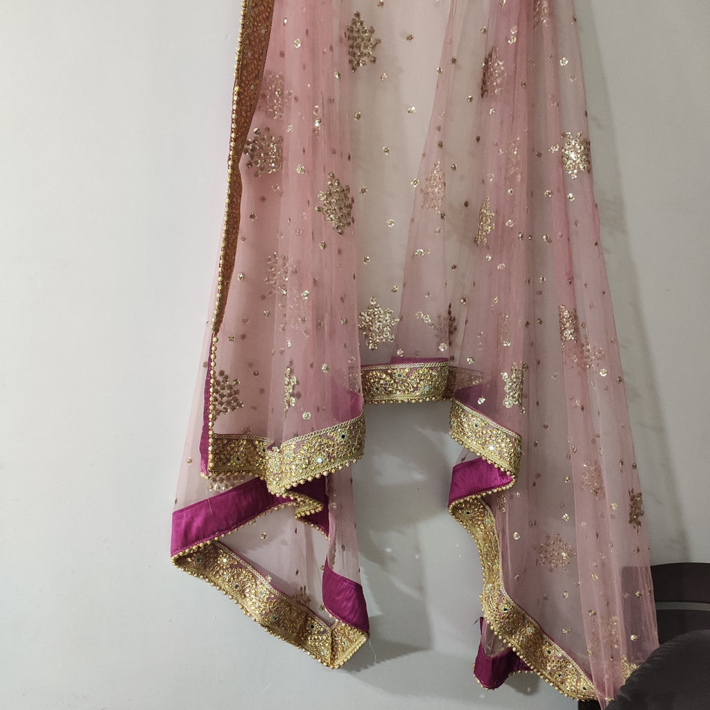 Bridal dupatta for Indian dress net beaded border dupatta - Neel Creations By Saanvi