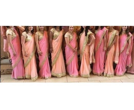 Bridesmaids saree Indian custom made blouse designer sari. - Neel Creations By Saanvi