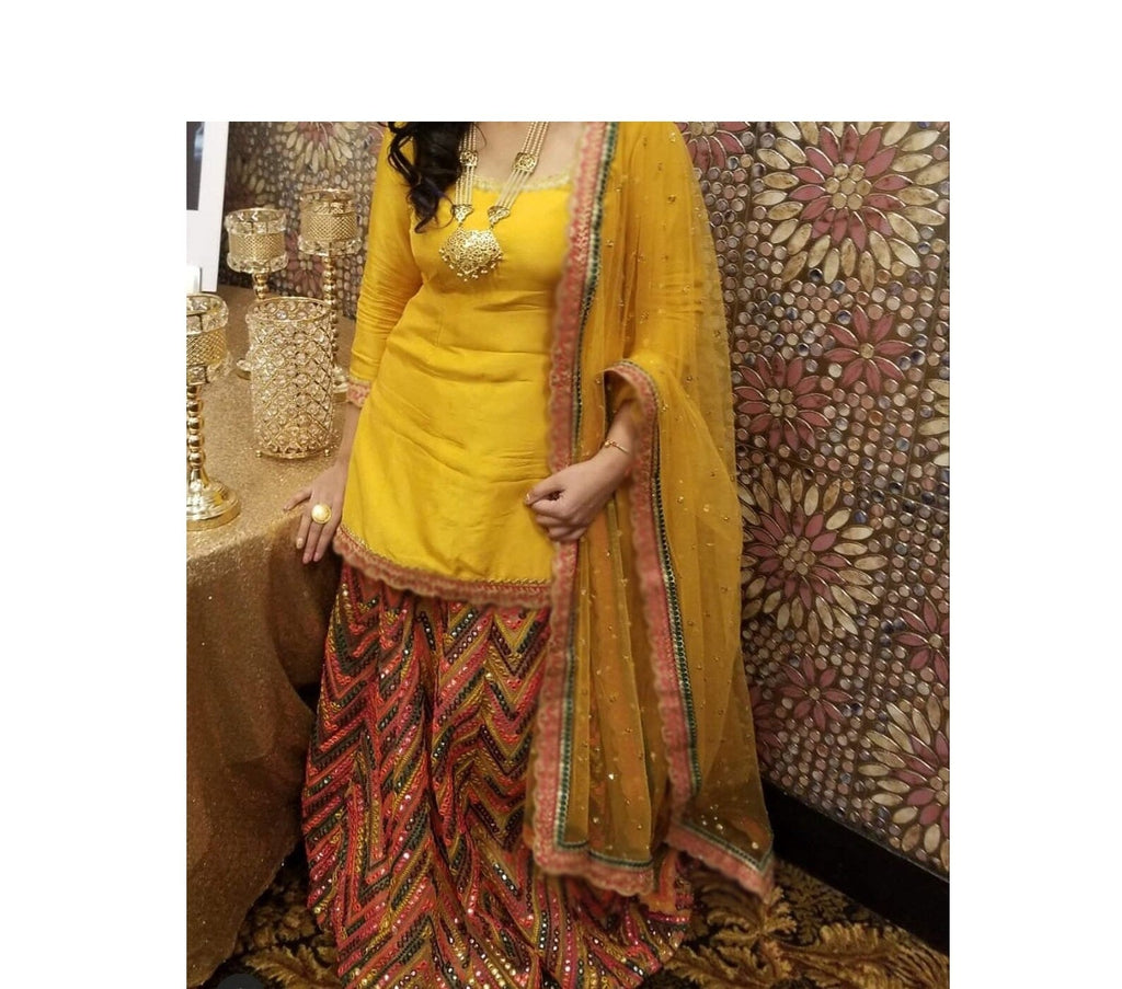 Designer palazzo kurta set for women. Indian designer custom made ready to wear salwar kameez. - Neel Creations By Saanvi