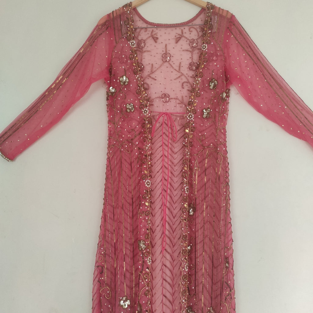 Heavy embroidery jacket Duster Coat with Gold handwork. Indian poncho style. Pakistani dress - Neel Creations By Saanvi