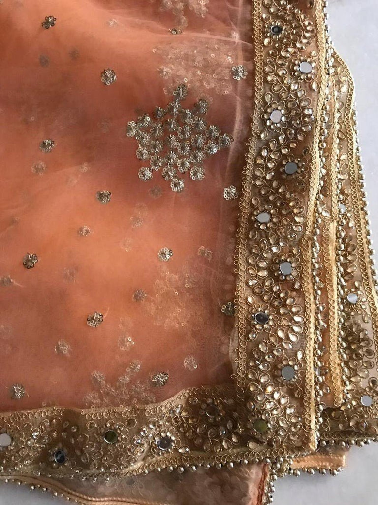 Indian Dupatta long net embroidered scarf Punjabi dress dupattas with zari embroidery for festival chunni lehenga stole - Neel Creations By Saanvi