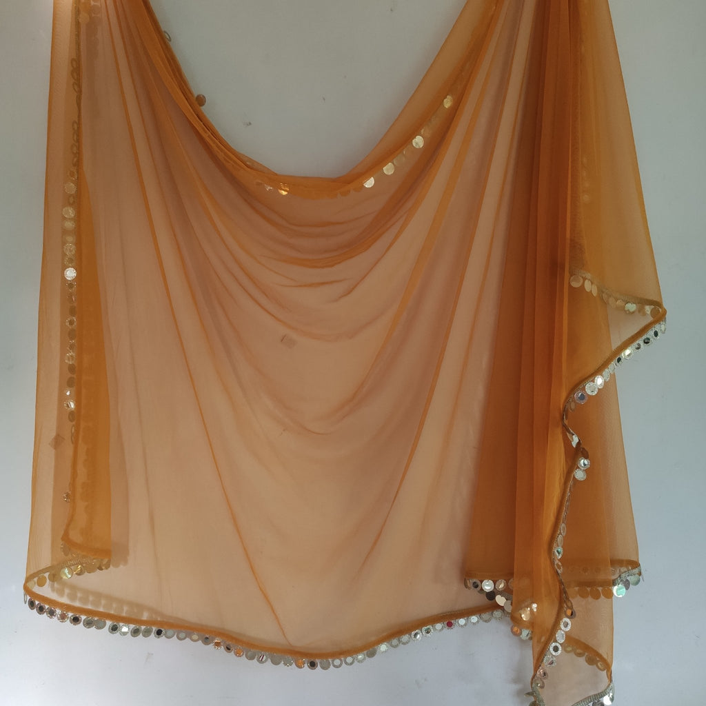 Net dupatta with mirror like border. Long Indian dress lehenga dupatta. Saree dupatta for women - Neel Creations By Saanvi