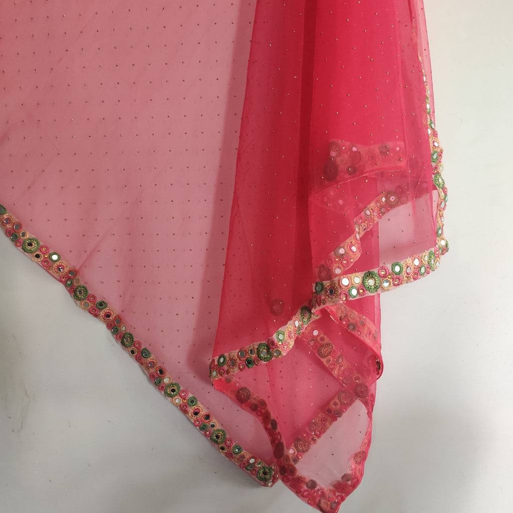 Net dupatta with mirror work border. Designer Indian dupattas for women Indian dupatta for dress - Neel Creations By Saanvi