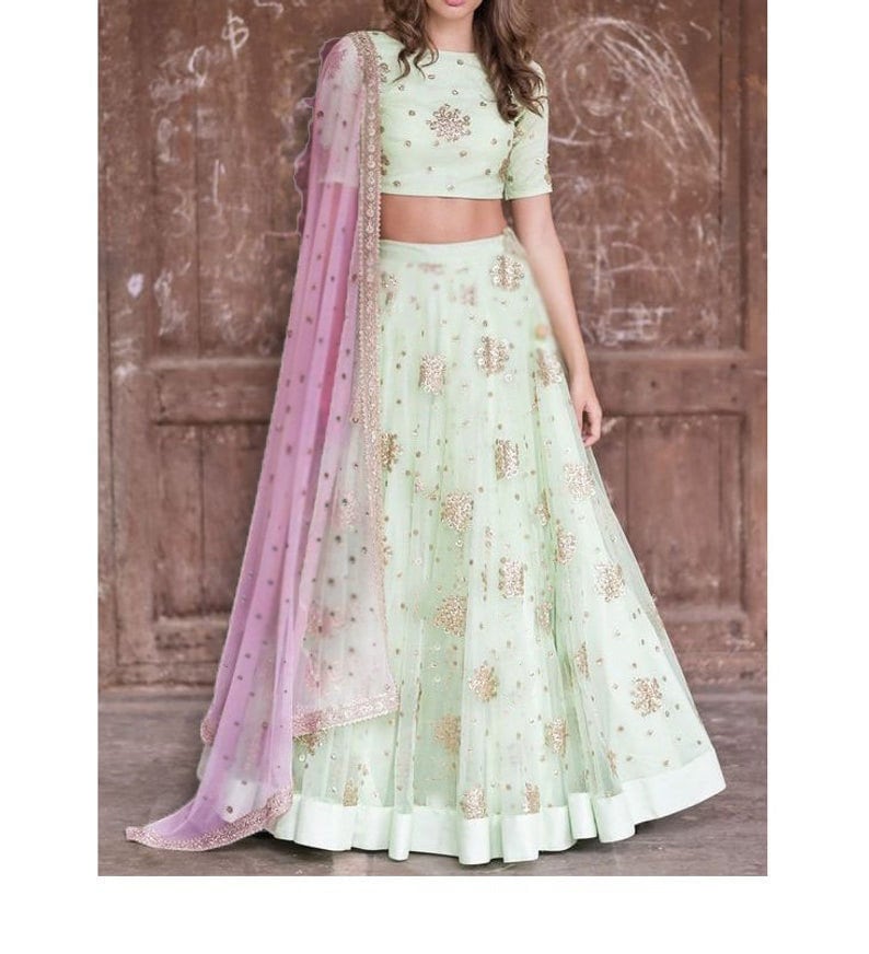 Pastel lehenga choli Indian lengha blouse dupatta for women with embroidery for weddings - Neel Creations By Saanvi