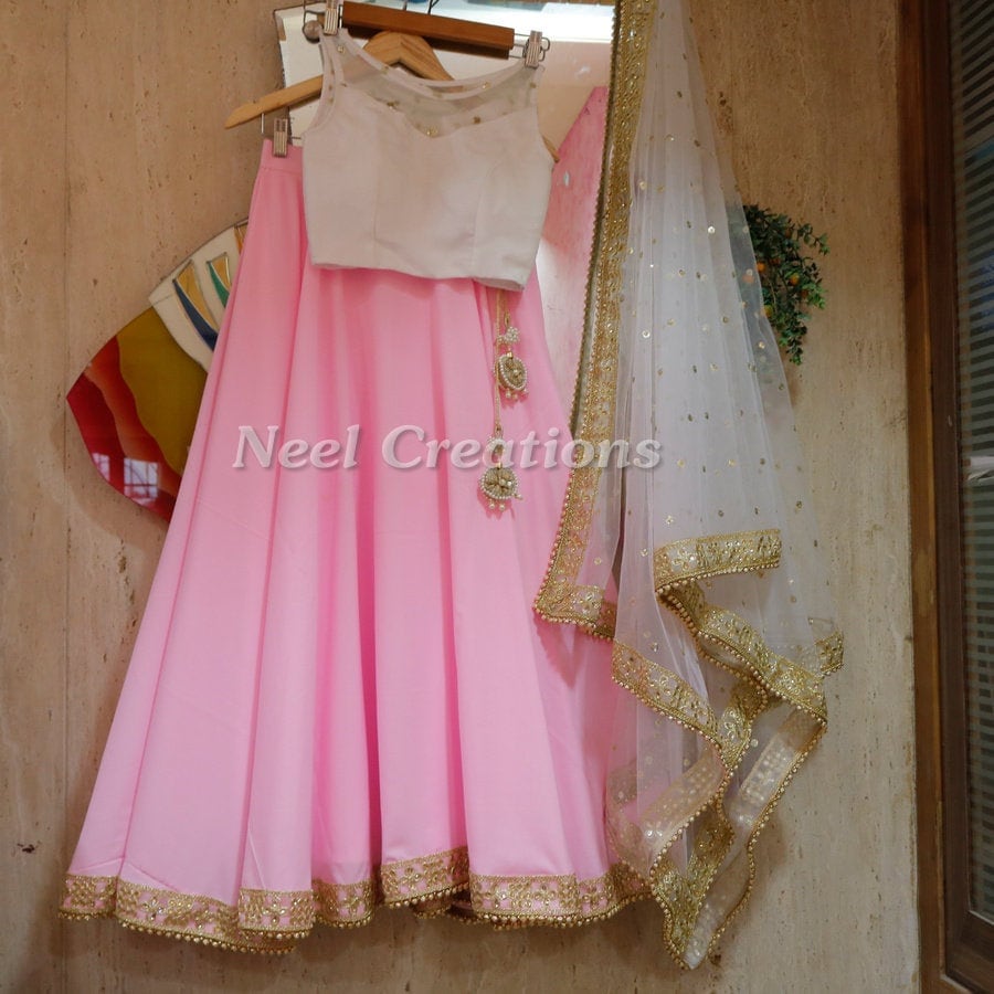 Pink Lehenga choli dupatta | Bridesmaid Indian lehenga for women wedding party designer wear - Neel Creations By Saanvi
