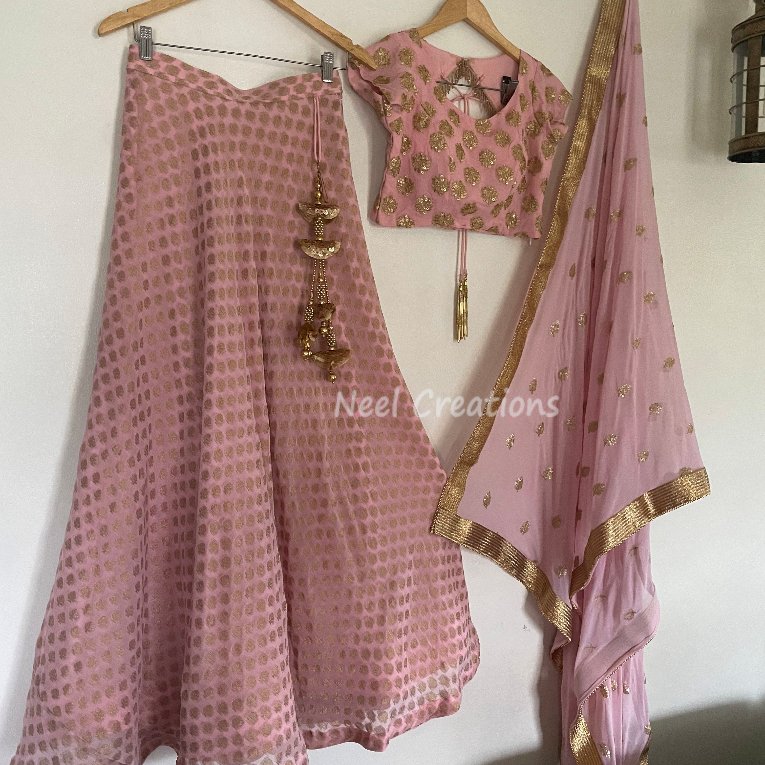 Pink Lehenga choli for women girls custom made to measure party wear designer lengha blouse dupatta - Neel Creations By Saanvi