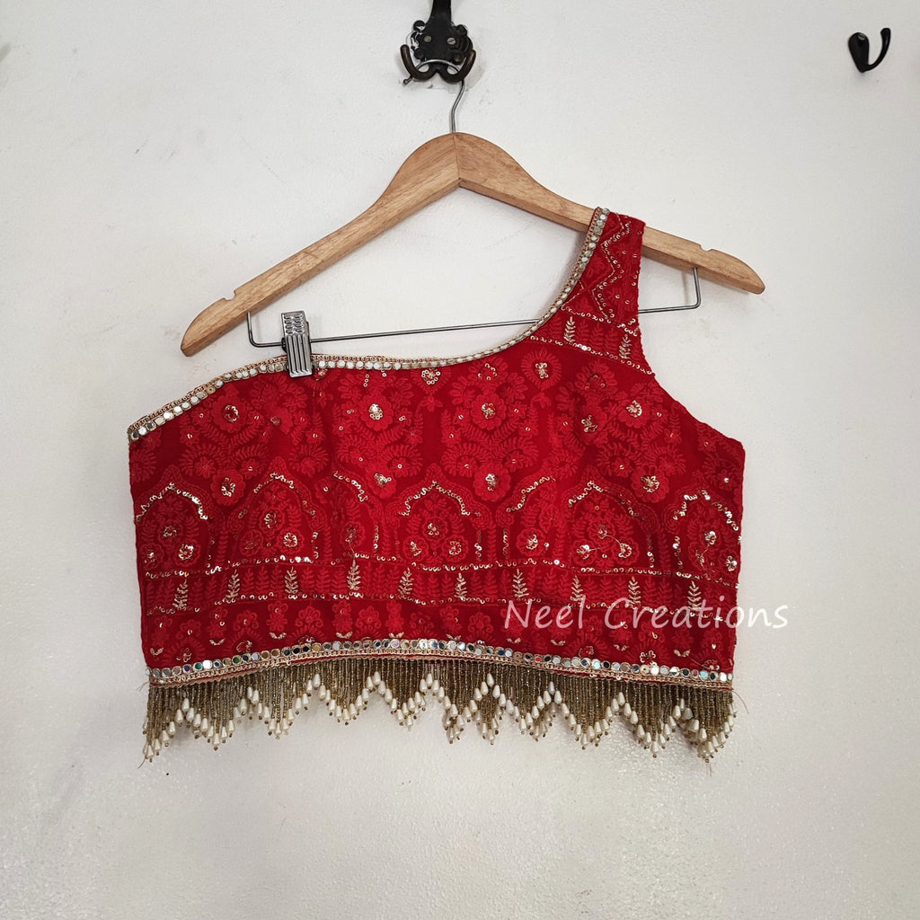 Red Indian saree blouse - Neel Creations By Saanvi