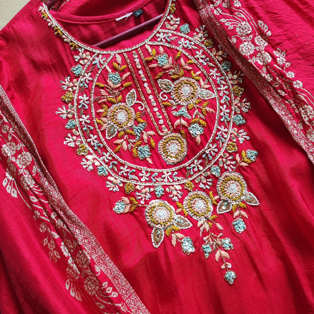 Stitched Indian dress for women designer Indian wear. Salwar suit kurta pants- L size - Neel Creations By Saanvi